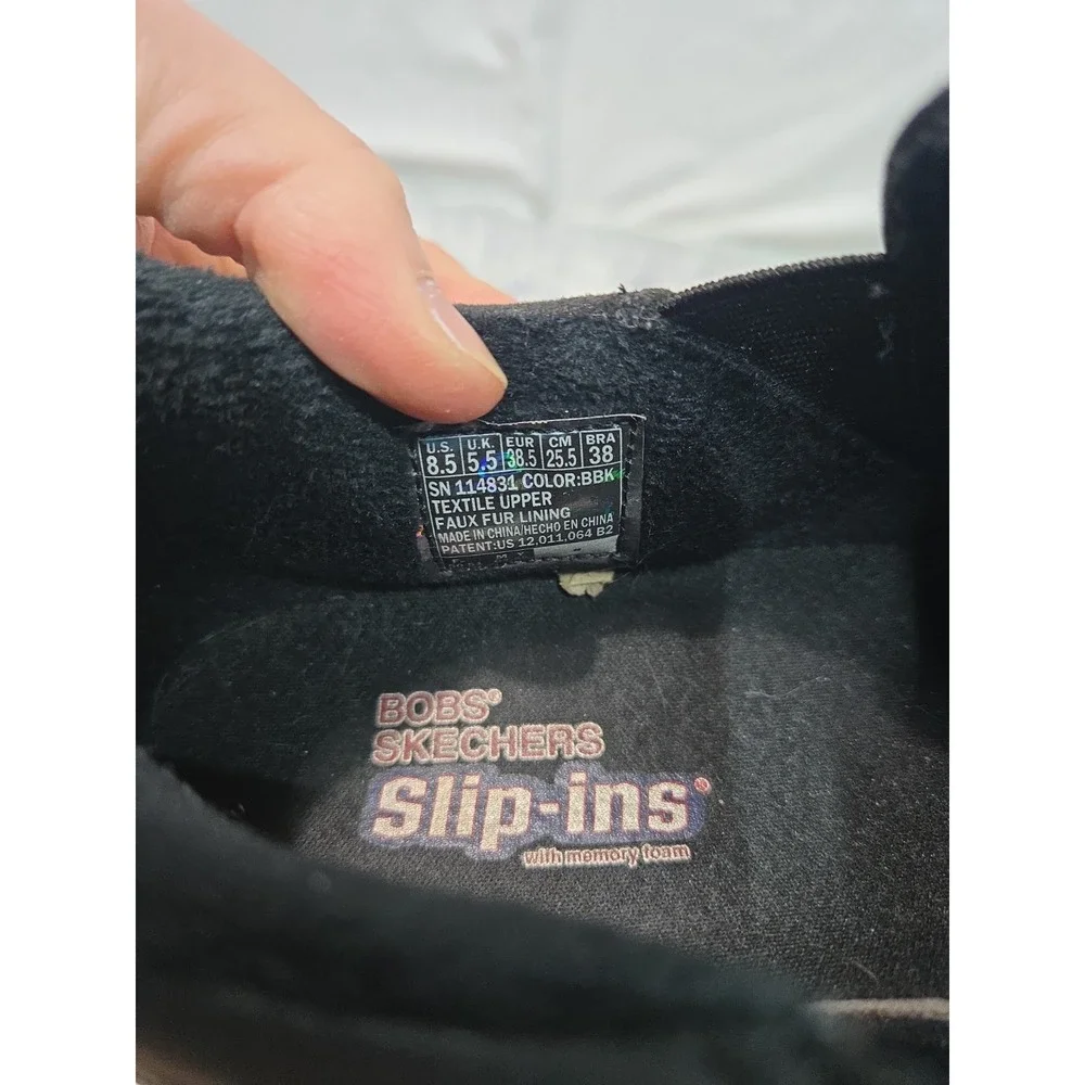 Skechers Hands Free Slip-ins BOBS Skipper Wave Stay Snug Women's 8.5 Black